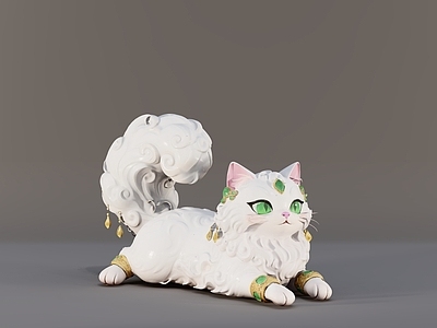 现代奶油雕塑摆件 现代猫摆件 卡通猫手办 猫雕塑