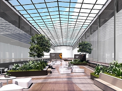 现代简约办公园区景观 屋顶花园 厂区花园 户外休息区