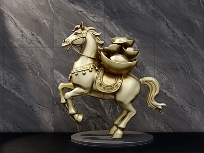 现代中式雕塑摆件 马上来财摆件 马上有钱雕塑 中式马雕塑摆件