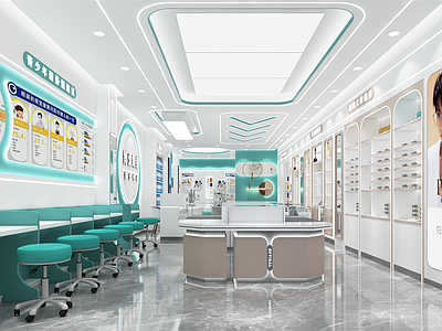 现代简约眼镜店 精品低柜 精品高柜 环岛