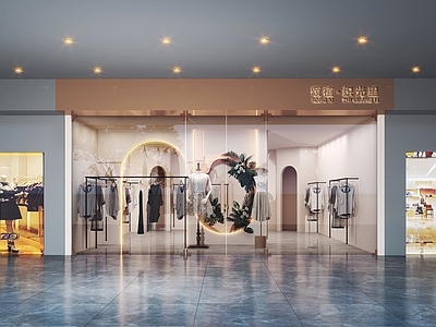 现代服装店 服装店门头 女装模特店