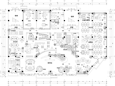 现代开放办公室 开放办公设计 灵活办公 总经理办公室 共享办公室 休闲沙发 施工图
