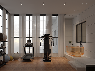 现代极简健身房 健身房 现代简约