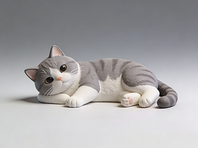 现代雕塑 躺着的小猫 雕塑 美陈 AIGC 动物雕塑