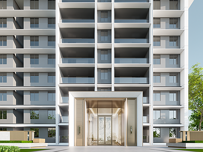 现代高层住宅 单元门头