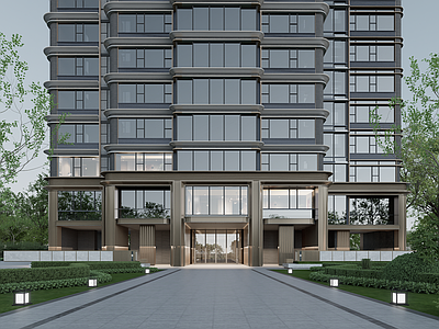 现代高层住宅 架空层门头 单元门头