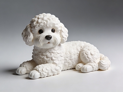 现代雕塑摆件 比熊 狗 雕塑 美陈 AIGC