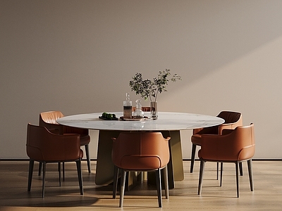 意式极简餐桌椅 圆桌 现代 多人餐桌 大理石餐桌