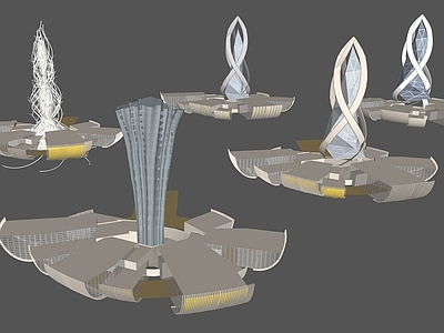 现代轻奢塔楼 精神堡垒 景观塔 景观构筑物 塔楼 瞭望塔