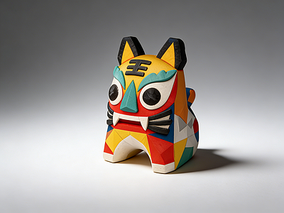 新中式中式雕塑 雕塑 美陈 AIGC 彩泥 老虎