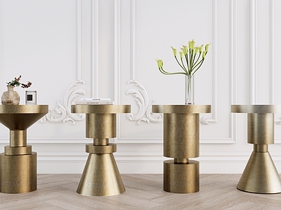 北欧法式边几 金属边几 圆形边几 金属茶几 圆角几 金属小桌子