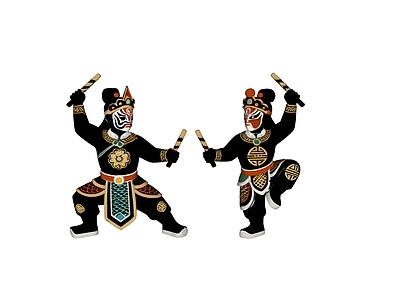 现代新中式雕塑摆件 雕塑 英歌舞 美陈 AIGC 非遗彩泥