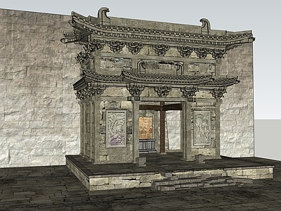 中式寺庙建筑 破庙