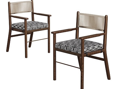 中古风餐椅 中古餐厅 餐椅组合 藤编餐椅 休闲椅 餐椅
