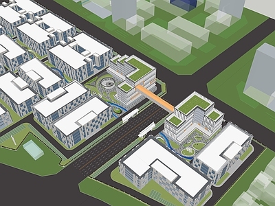 现代办公园区景观 办公区景观 产业园景观 办公建筑 生物医药 景观