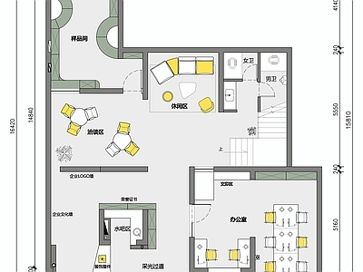 现代整体办公空间 现代300平办公 办公室 施工图