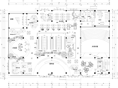 极简开放办公室 共享办公室 董事长办公室 小办公室 办公家具 休闲家具 施工图
