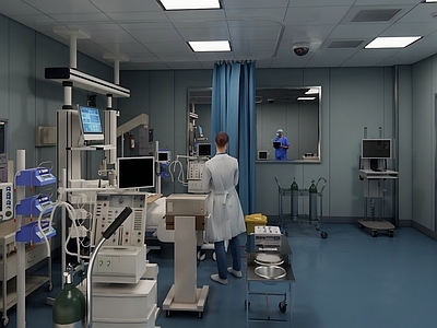 现代美式医院 医院icu 医院重症监护室 ICU病房