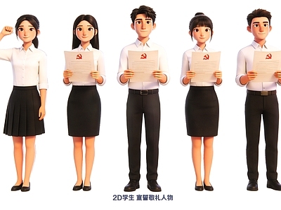 多人 2D学生 宣誓 宣誓敬礼人物