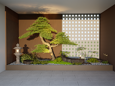 日式禅意其他景观小品 禅意景观小景 日式景观 造型罗汉松