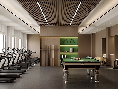 现代简约健身房 健身房 台球室 办公楼健身房