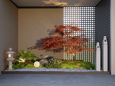 日式简约其他景观小品 日式景观造景 枫树小景