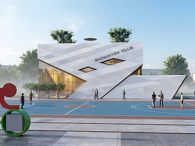 现代简约体育建筑 铝板羽毛球场