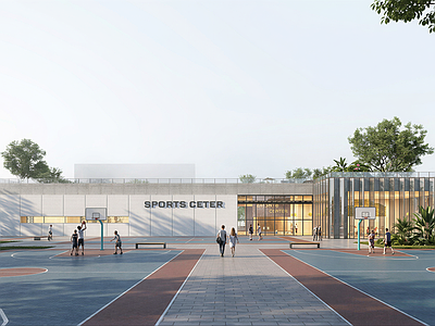 现代简约体育建筑 室内羽毛球场