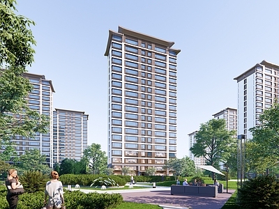 新中式简约小区建筑 建发住宅 壹号院 投标场景 标准化