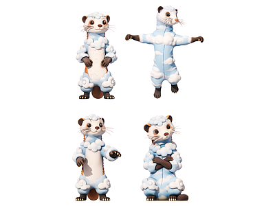 现代雕塑 云鼬 鼬雕塑 现代雕塑摆件