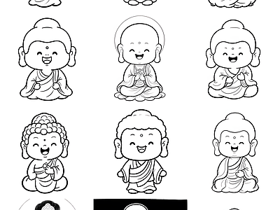 现代人物 小佛像 佛像立面 施工图