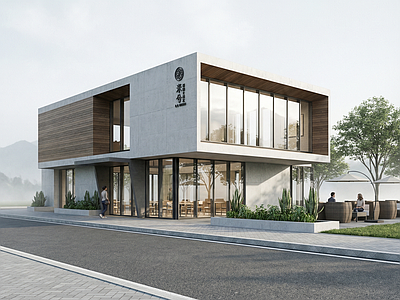 现代工业餐饮建筑 驿站会所餐饮展示