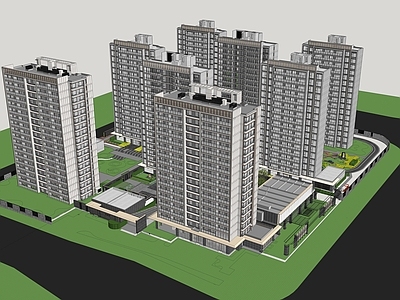 现代小区建筑 宁波中海玖月 高端住宅小区 高层 示范区