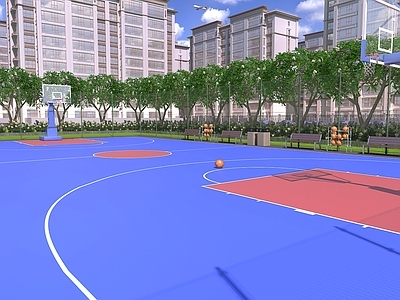现代简约运动空间 室外篮球场 小区景观