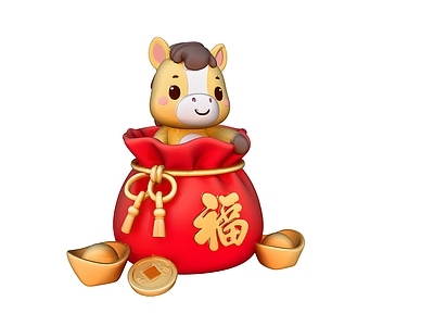 中式雕塑 马 招财小品