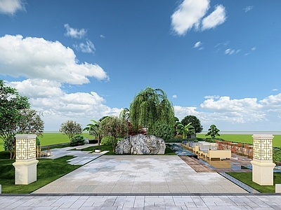 轻奢极简口袋公园 现代小公园 镜面水 汀步铺装