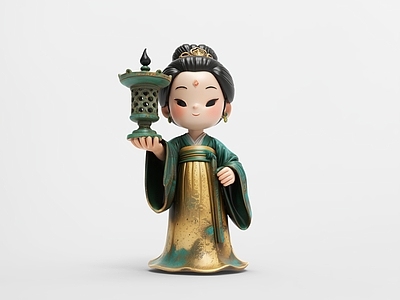 新中式雕塑摆件 宫女 唐装手办 古装少女 文创摆件