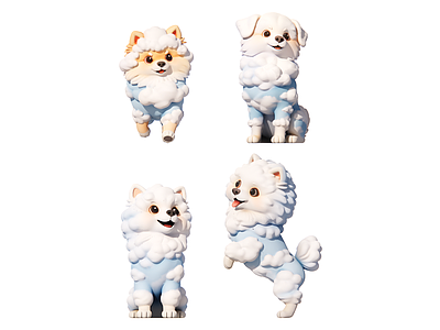 现代雕塑 云博美犬 狗雕塑 现代雕塑摆件