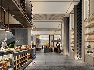 酒店餐厅 北京御马坊 希尔顿 全日餐厅 施工图