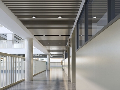 现代简约其他学校空间 学校走廊 走到 连廊