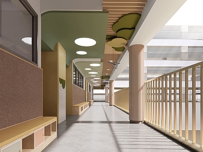 现代简约其他学校空间 学校走廊 学校过道