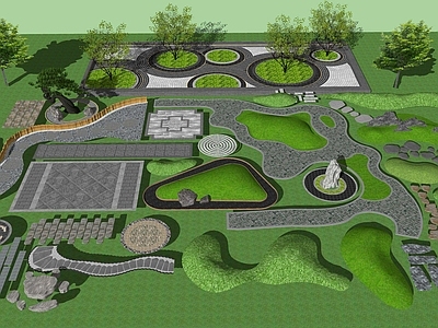 新中式中式别墅庭院 日式庭院园林 下沉庭院