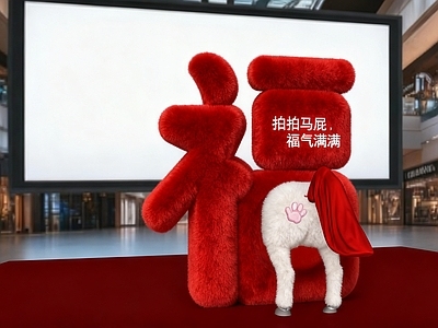 现代艺术装置 拍马屁马年装置 拍拍马屁福气满满 拍拍马屁顺心如意 马年新年艺术装置