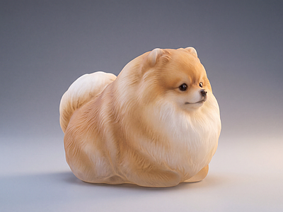 现代雕塑 博美犬 雕塑 美陈 AIGC 狗雕塑
