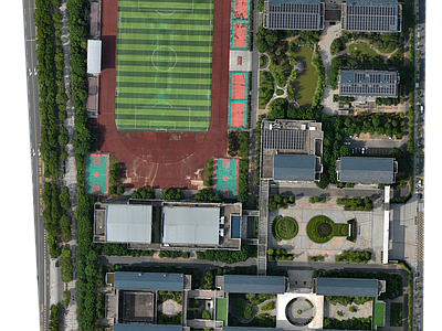 现代新中式其它外景 校园 校园环境 校园建筑屋顶 写实学校素材 学校素材