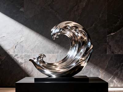 现代轻奢雕塑摆件 现代水浪雕塑 现代金属摆件 现代异形雕塑摆件