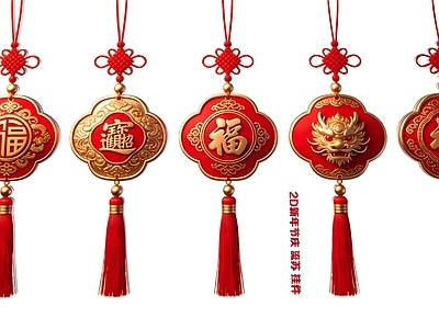 现代新中式挂件 2D新年节庆 流苏 挂件