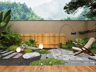 现代日式别墅庭院 现代日式别墅庭院 下沉庭院 日式枯山水庭院 新中式庭院花园 诧寂风庭院花园