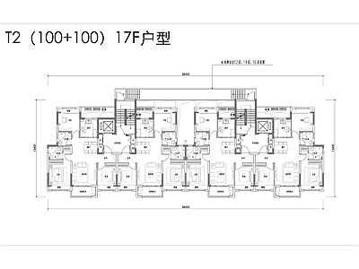 住宅楼建筑 12 17F高层 高得房率 一个电梯 施工图