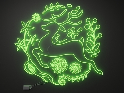 现代霓虹灯 霓虹灯 发光鹿